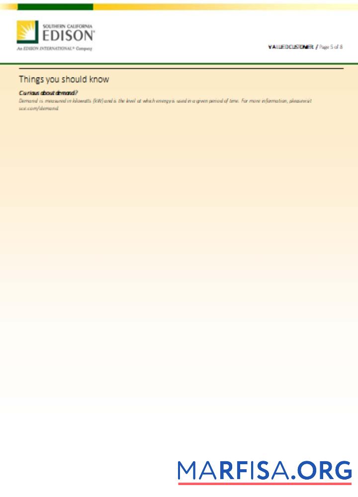 Downloadable Southern California EDISON utility business bill, page 5, SCR sample